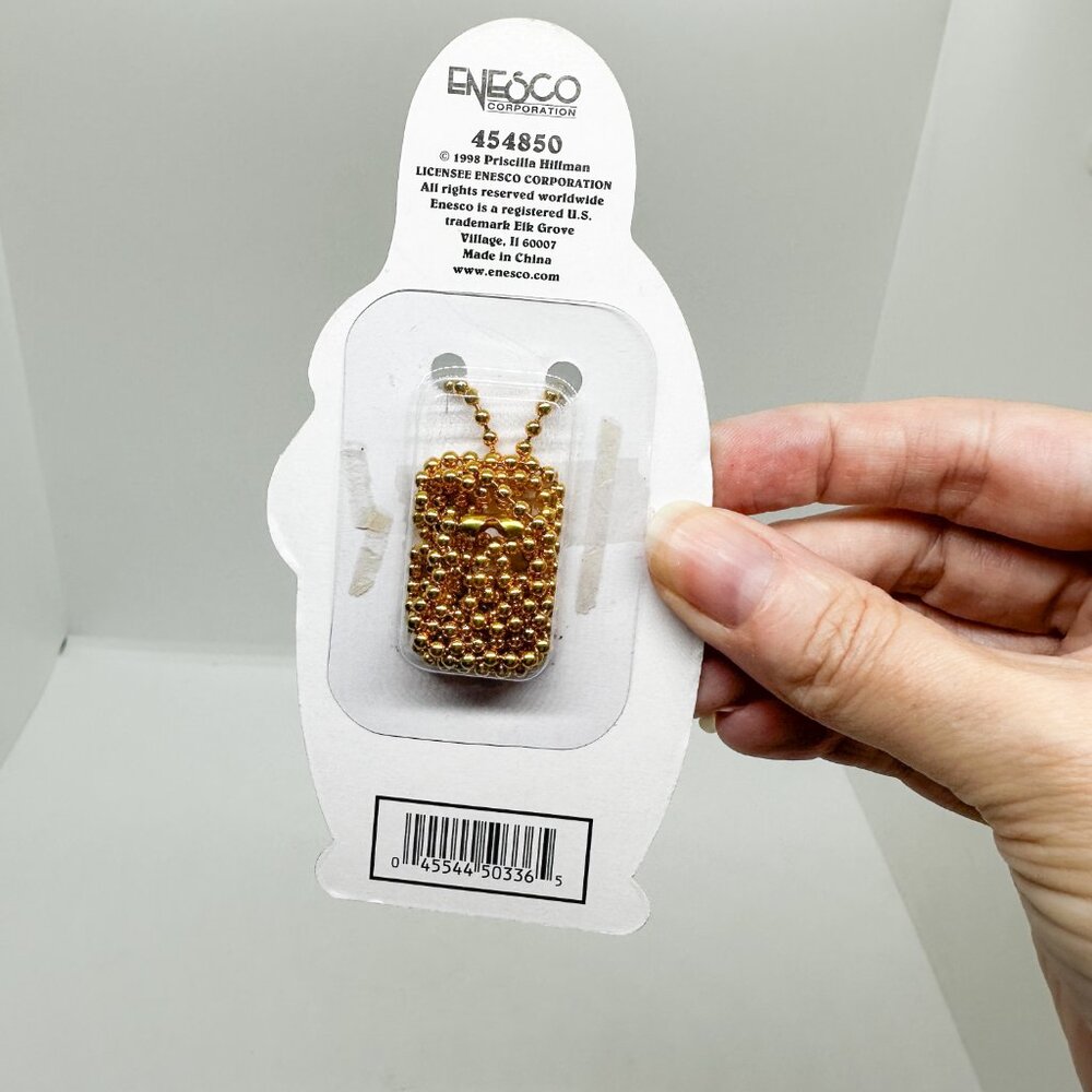 NEW Vtg 1998 Calico Kittens RARE Gray Cat Necklace Kitty Gold Collar Enesco - Picture 3 of 4